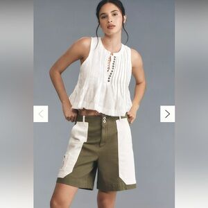 Anthropologie Olive and Cream Women's Bermudas